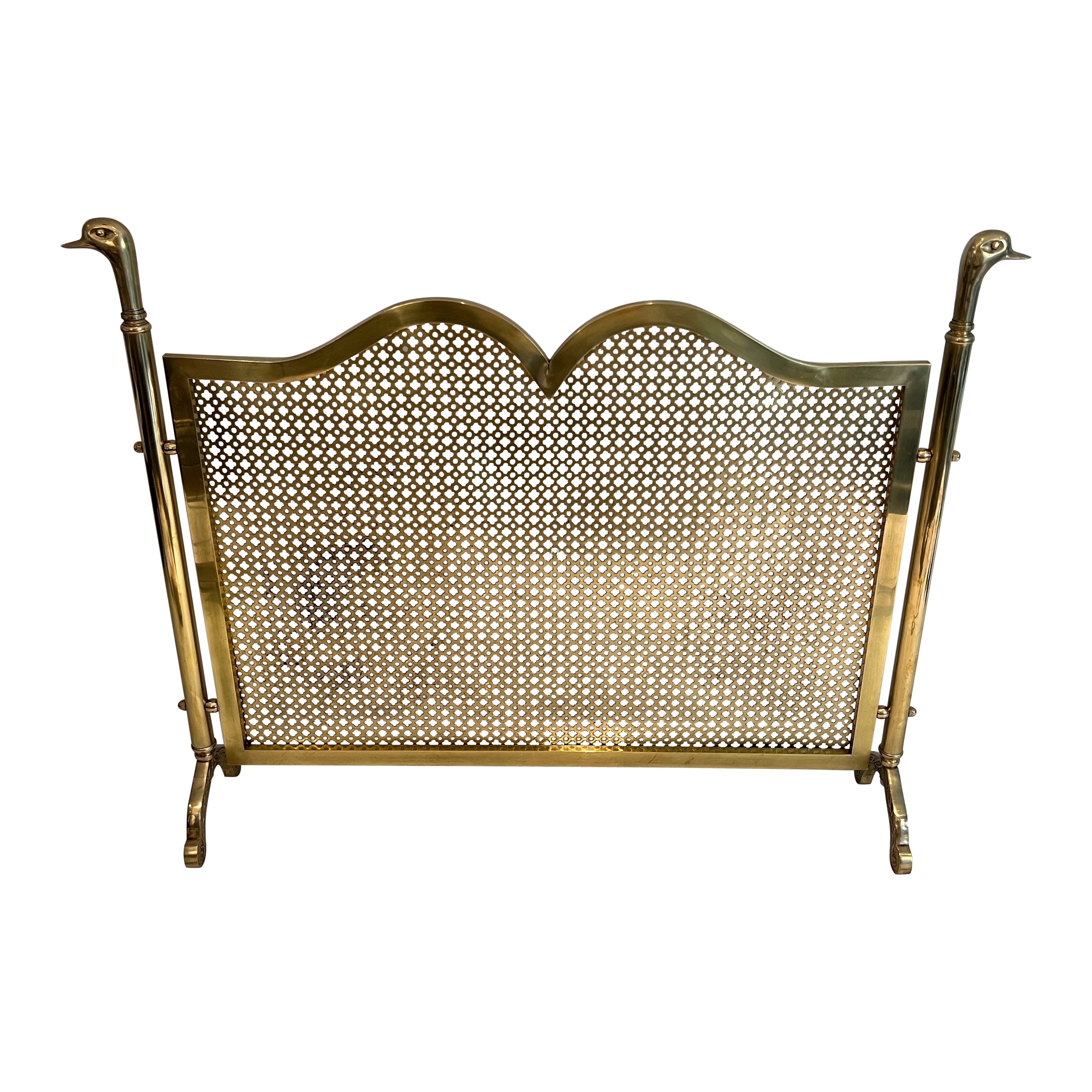 Brass Duckheads Fireplace Screen