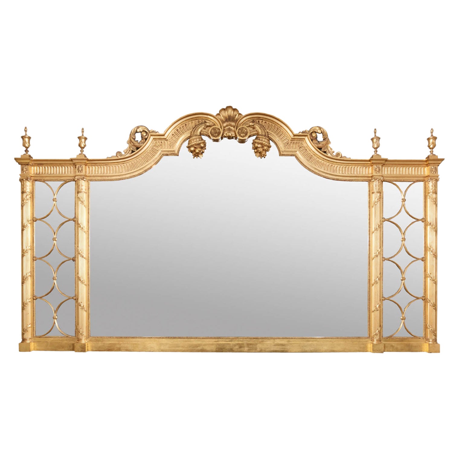 19th Century Overmantel Mirror with Elliptical Panels For Sale