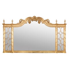 19th Century Overmantel Mirror with Elliptical Panels