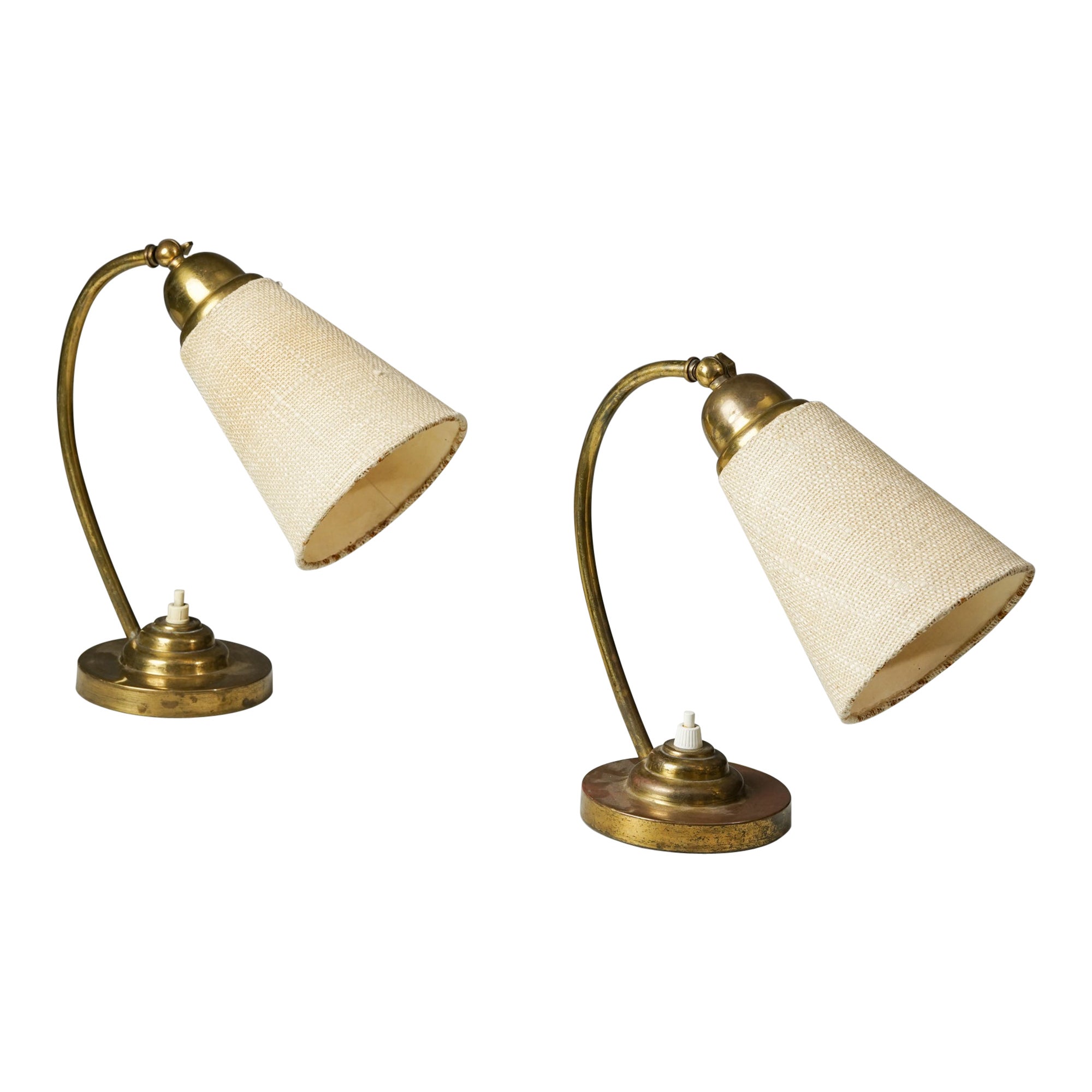 Mid-Century Modern Paavo Tynell Style Brass Table Lamps, 1940s/1950s For Sale