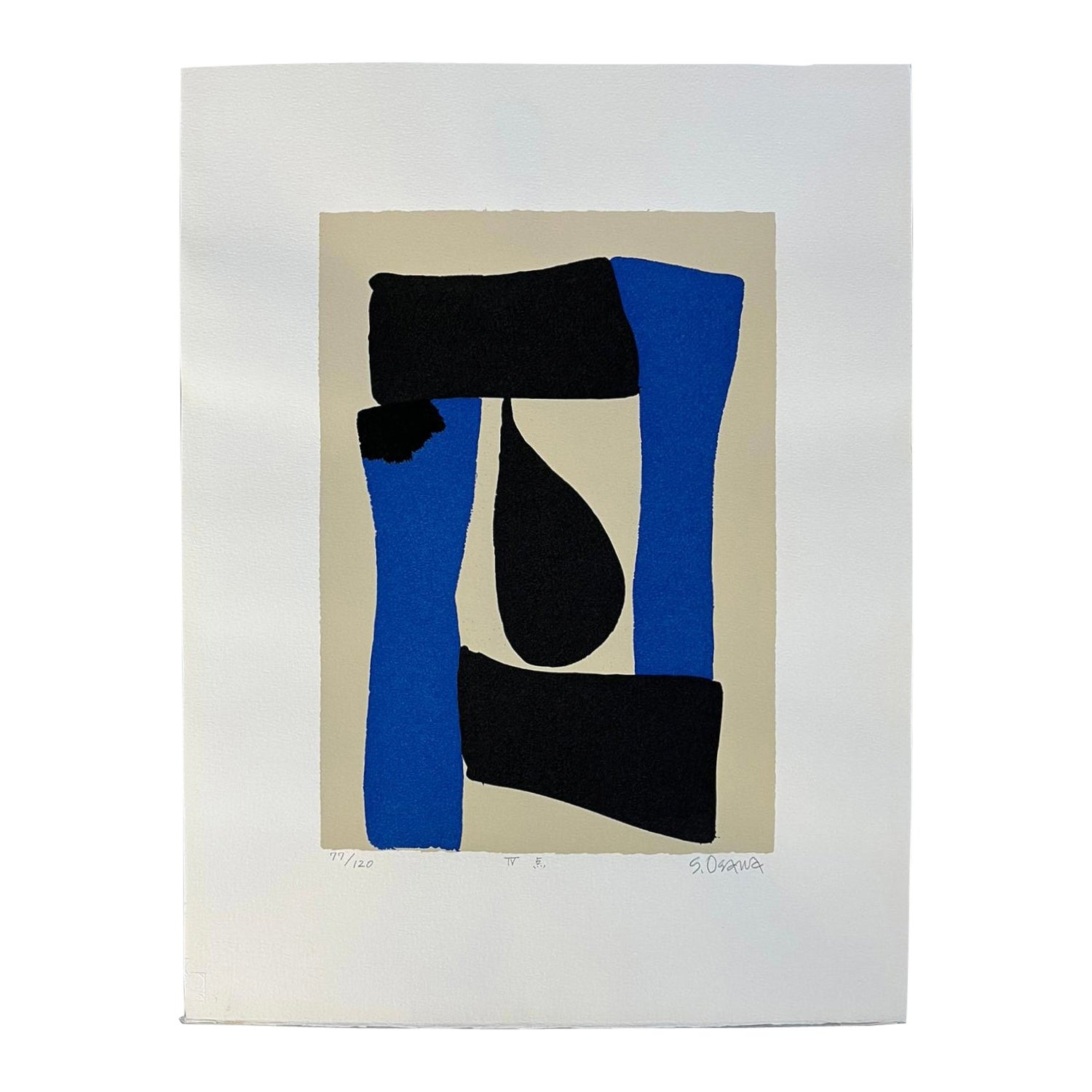 `Blue and Black Screenprint "Ten" by Shosuke Osawa For Sale