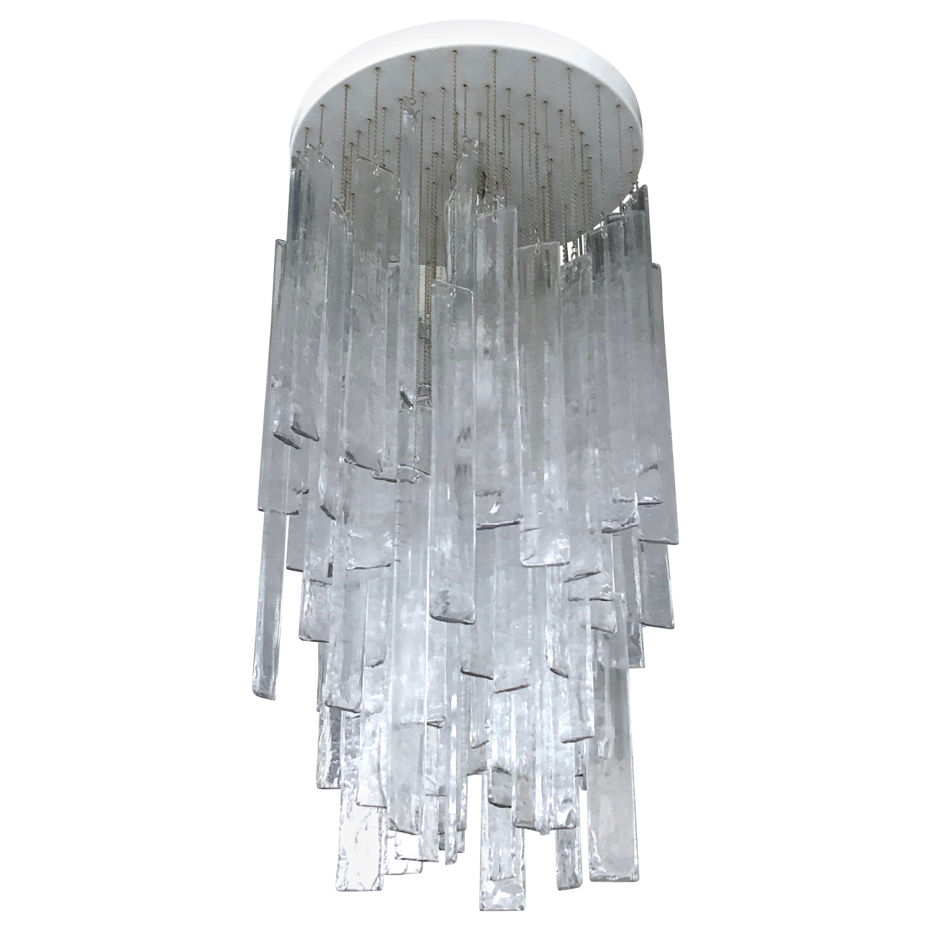 Mazzega, Vintage Clear Murano Glass Elements Chandelier from 70s For Sale