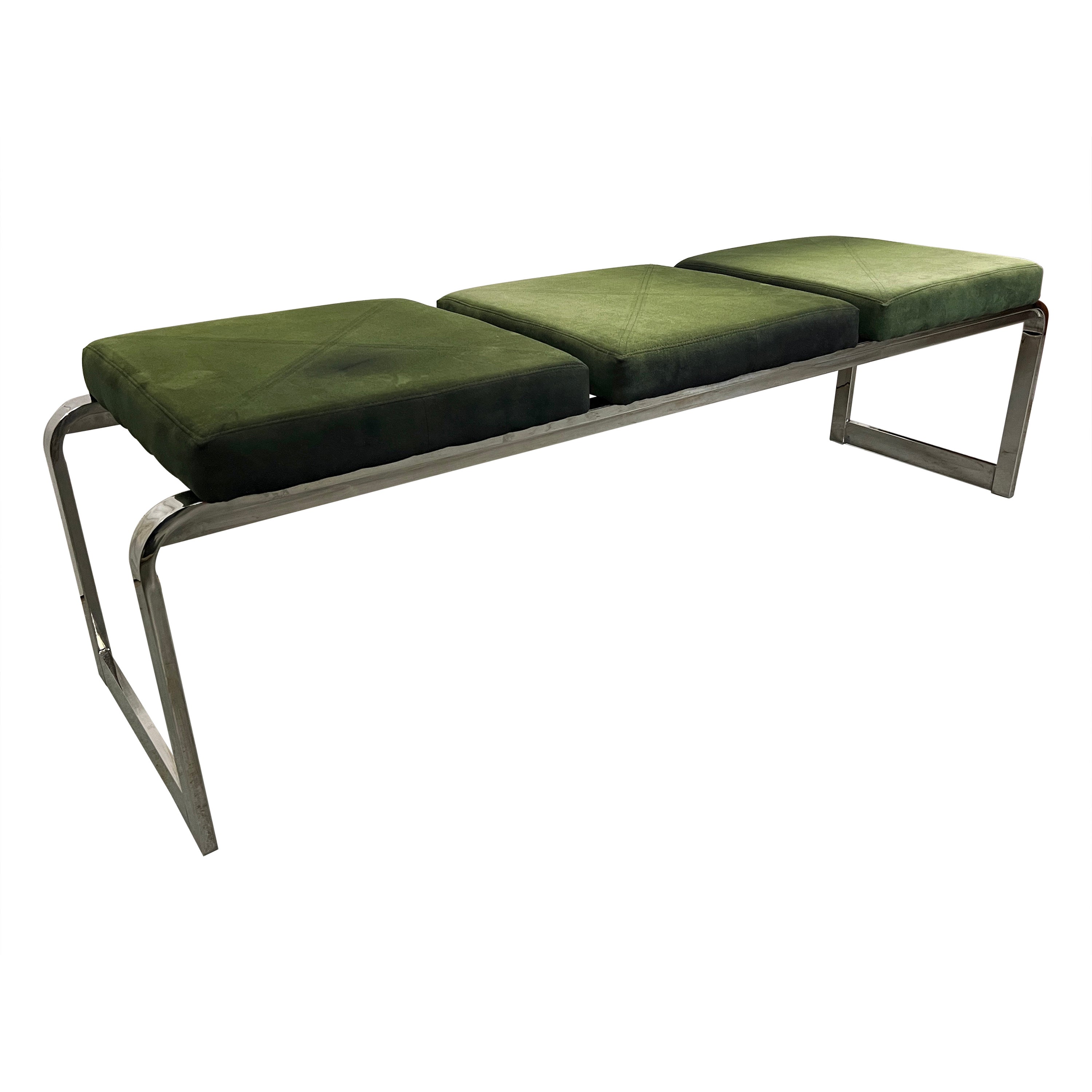 Chrome waterfall Bench by Design Institute America For Sale