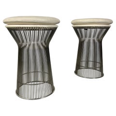 Chrome and Leather Platner style Stools