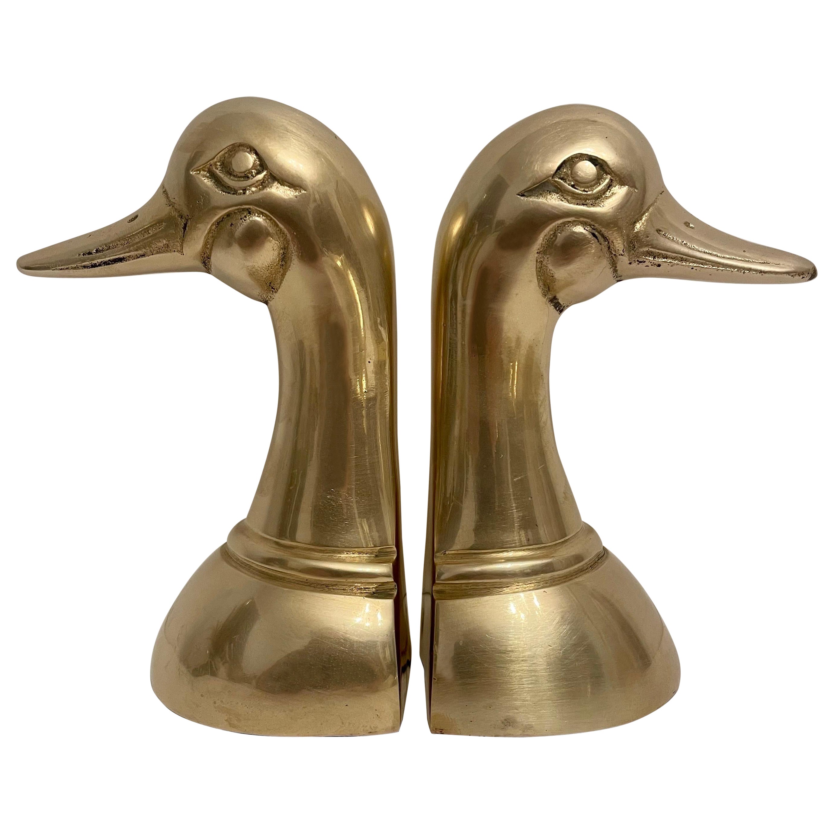 Vintage Brass Duck Bookends