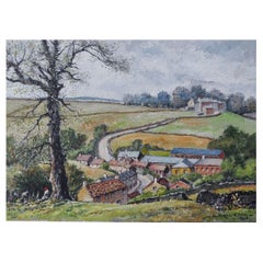 Traditional English Painting Landscape at Goose Eye Farm Braithwaite Yorkshire