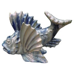 French Glazed Terracotta Fish Sculpture