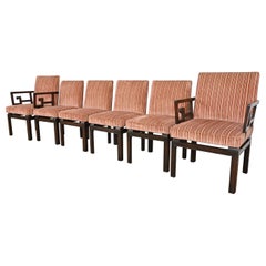Michael Taylor for Baker Far East Collection Greek Key Dining Chairs, Set of Six