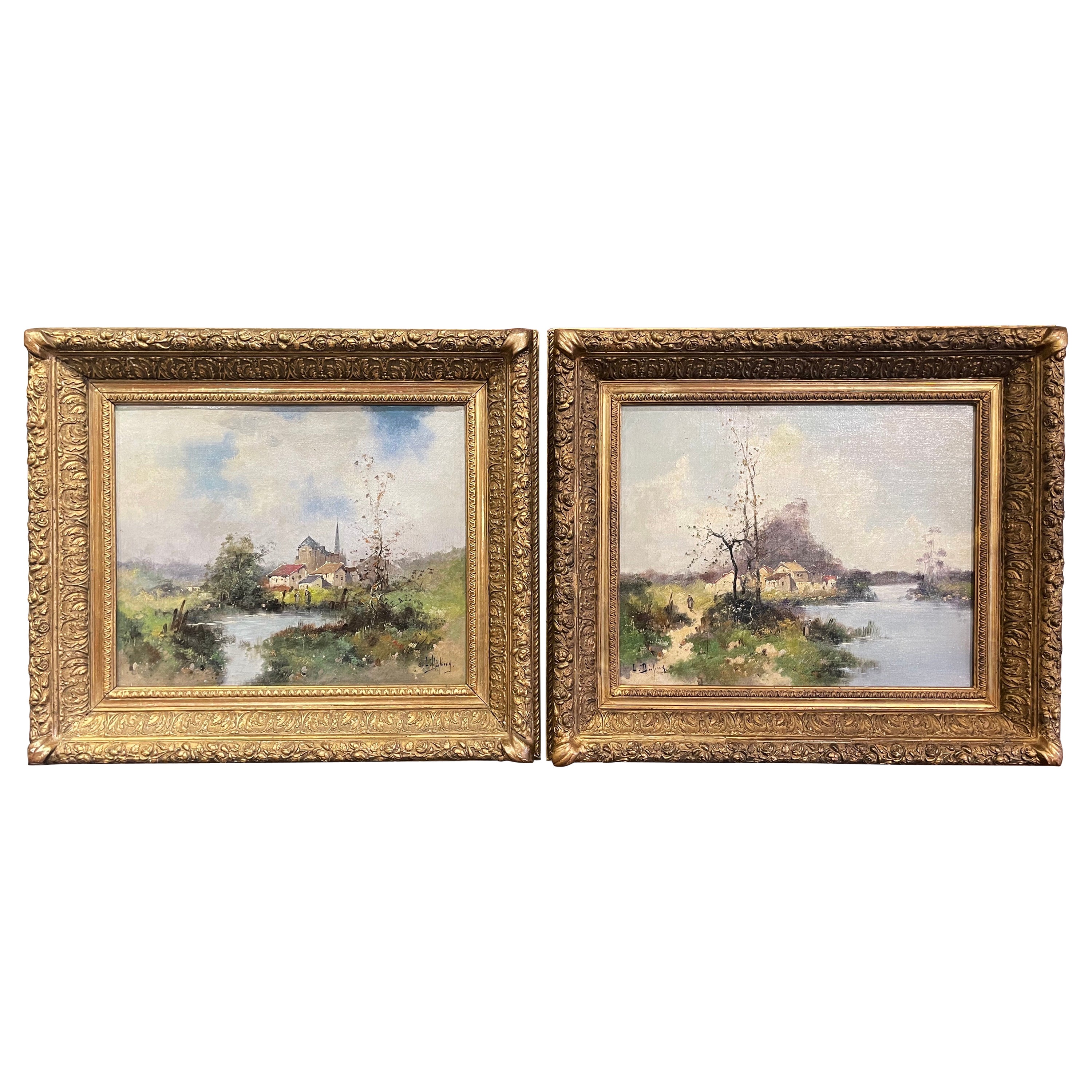Pair of 19th Century Landscapes Paintings Signed L. Dupuy for E. Galien-Laloue For Sale