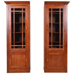Shaker Cherry Wood Bookcases or Media Cabinets, Pair