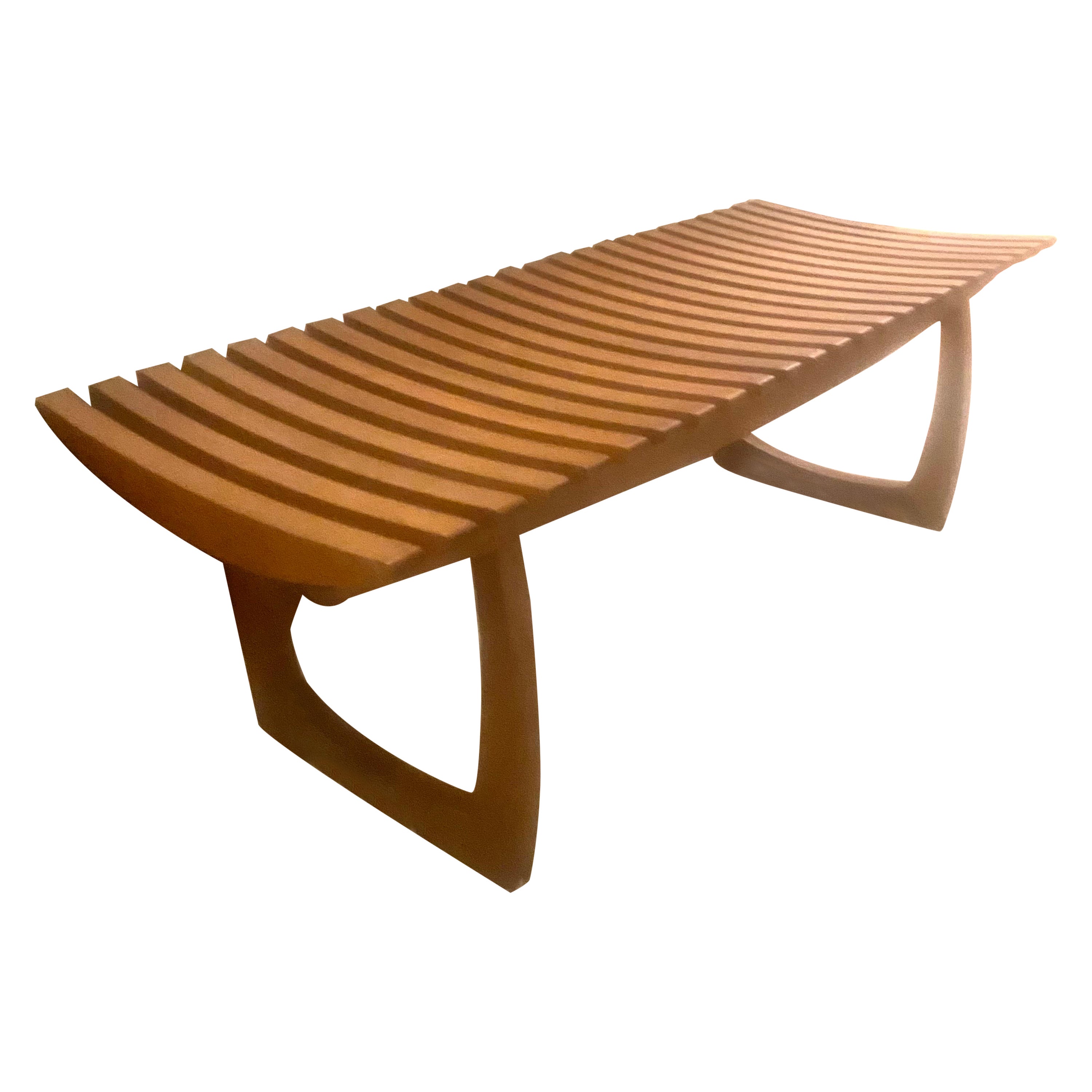 Mid-Century Modern Lattenrost Wood Bench im Angebot