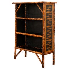 English Bamboo Decoupage Bookcase