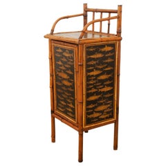 Used English Bamboo Decoupaged Cabinet