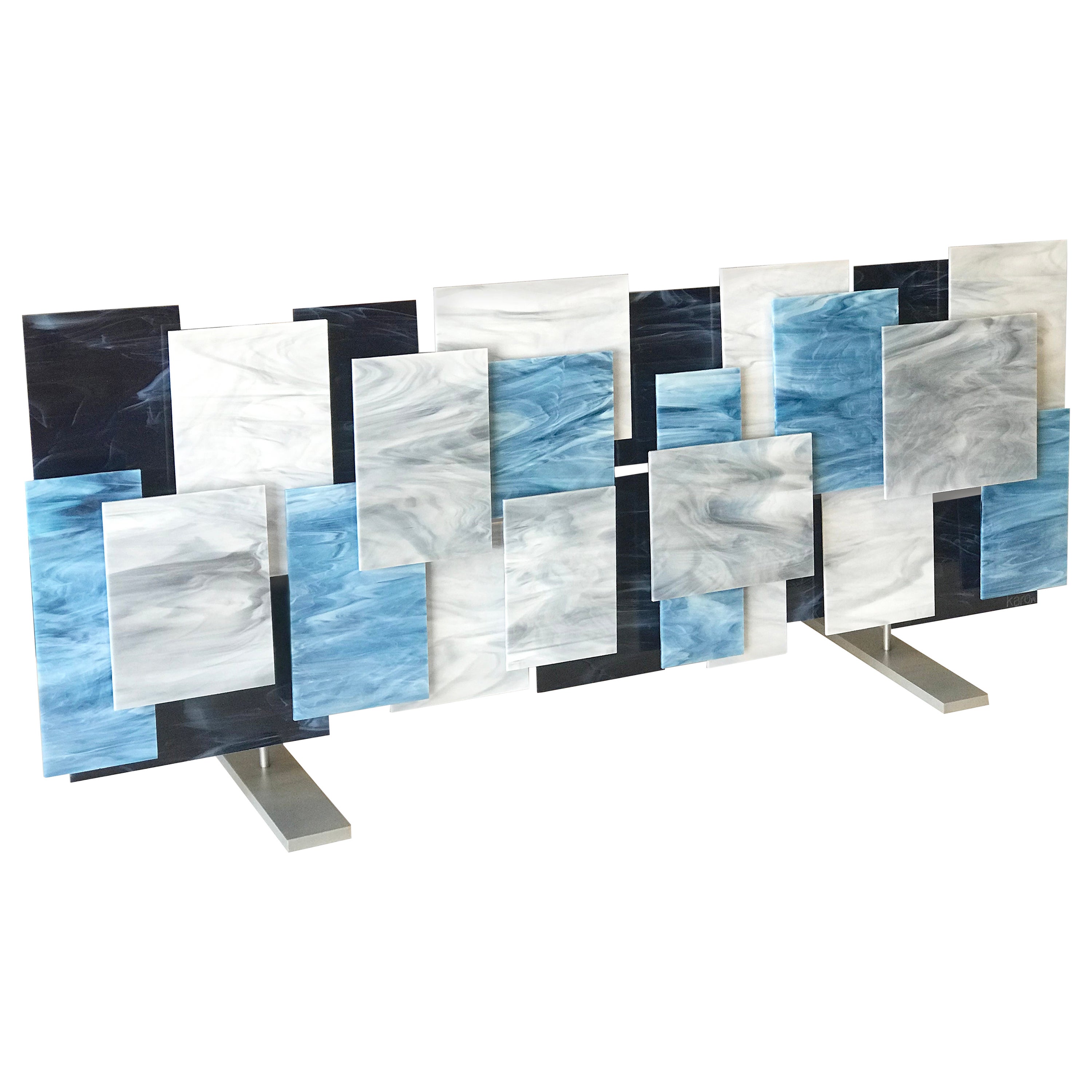 „Arctic T/W“ Original-Tisch/Wandskulptur aus Glas und Metall im Angebot