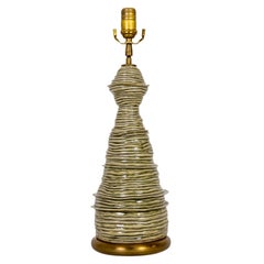 Celadon Ceramic Coil Tower Table Lamp