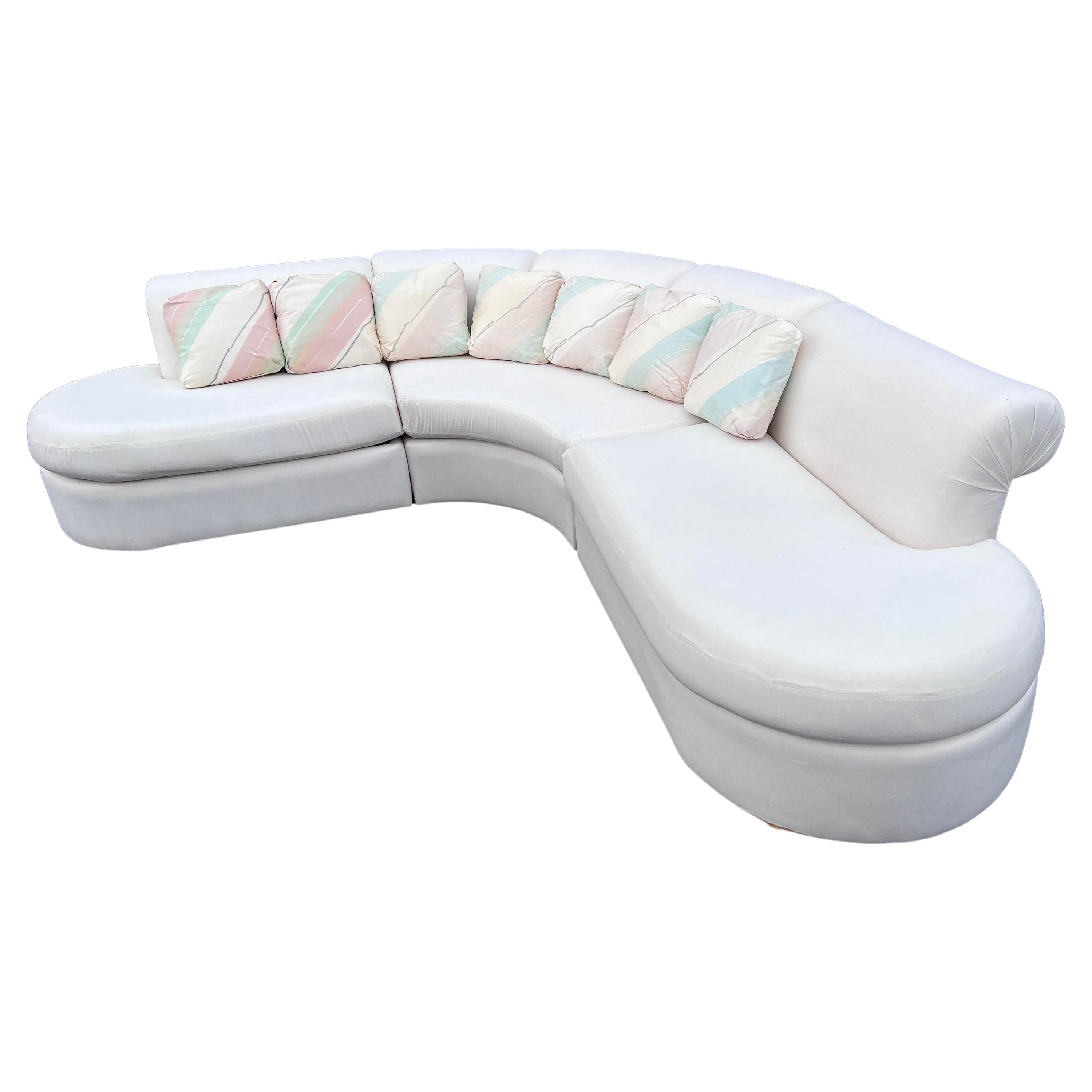 Postmodern Serpentine Curvy White Cloud Sectional