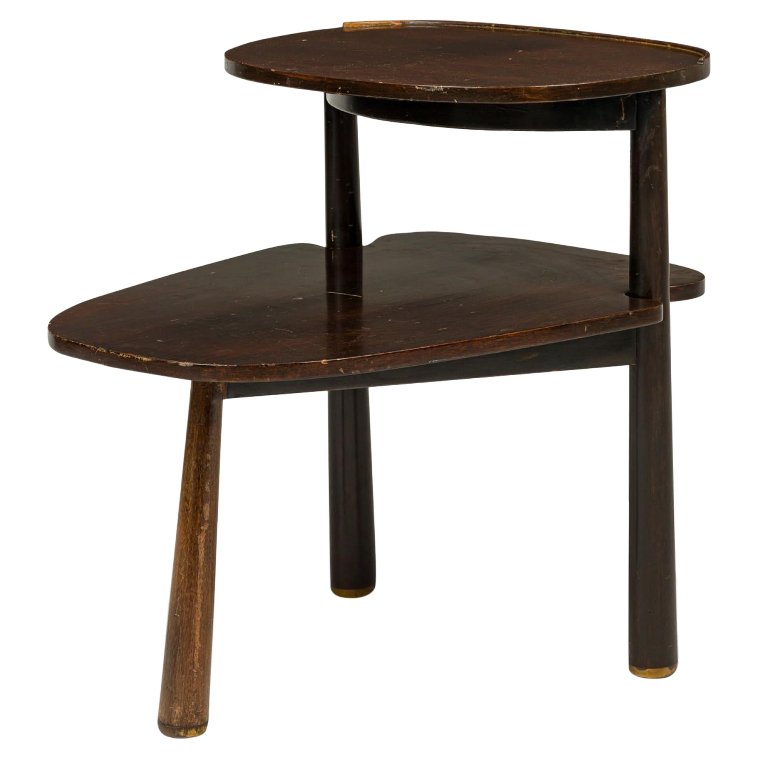 Edward Wormley for Dunbar Dark Wood Stepped Oblong End / Side Table For Sale