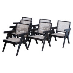 Pierre Jeanneret Black Easy Armchairs, Set of Six, Circa1955-56s