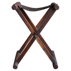 Japanese Folding Wooden Antique Chair / 1868-1920 / like Propeller Stool