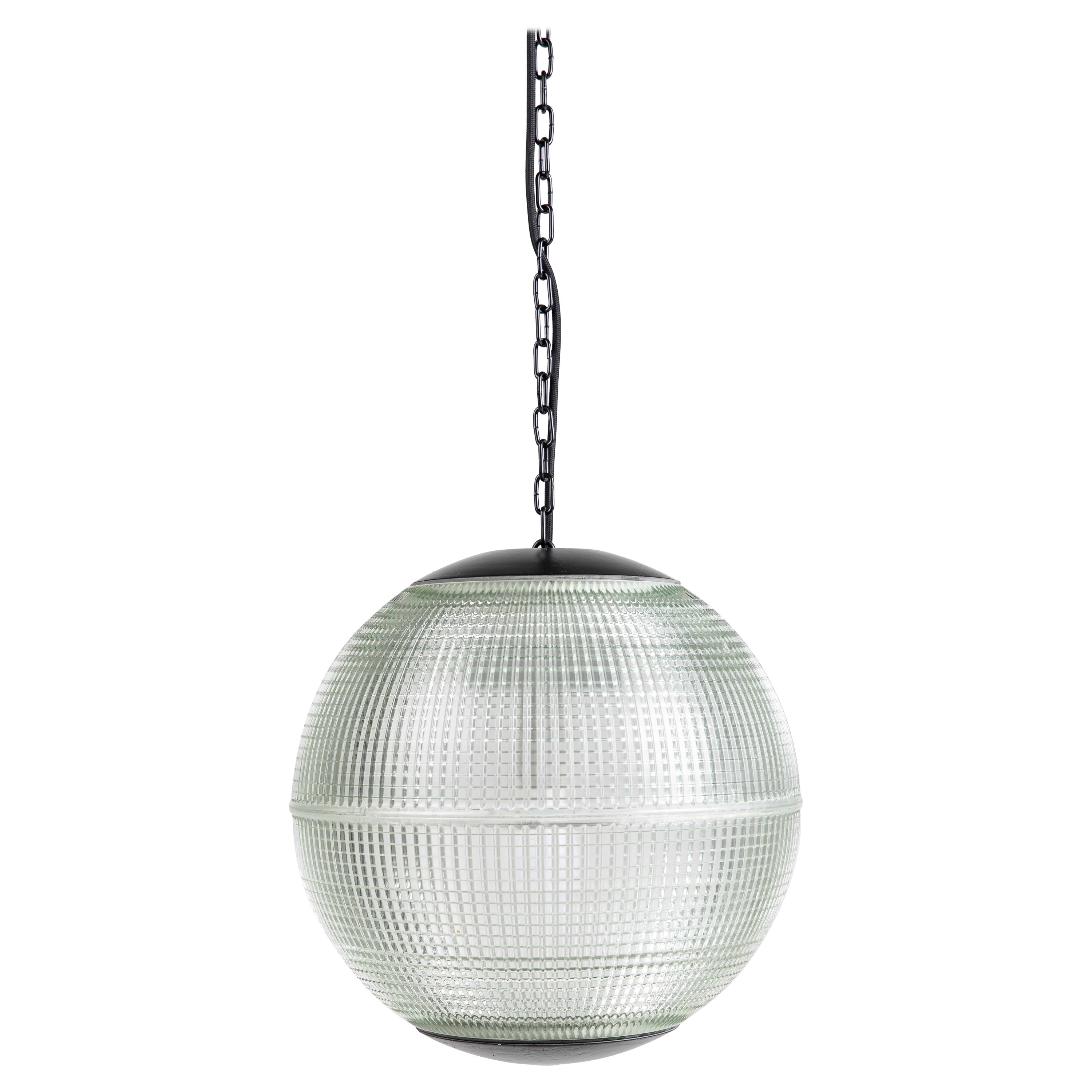*B Grade*, 40cm Prismatic Glass Holophane Globe Parisian Street Lamp, C.1960 For Sale