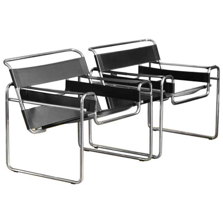 Armchairs in the Wassily Style by Marcel Breuer, 70s 'Set of 2' For Sale