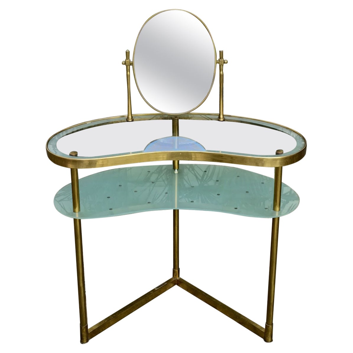 Italian Dressing Table with Mirror Lighting, Steering Wheel Luigi Brusotti For Sale