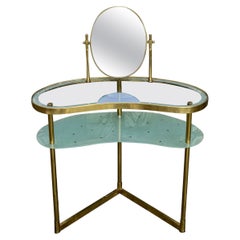 Table de coiffeuse italienne avec éclairage miroir, roue à gradins Luigi Brusotti