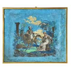 Antique Framed 18th Century French Wallpaper, Exotic Scene