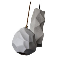 Set of 2 Unique Porcelain Rock Pendant Lamp Ceren Gurkan