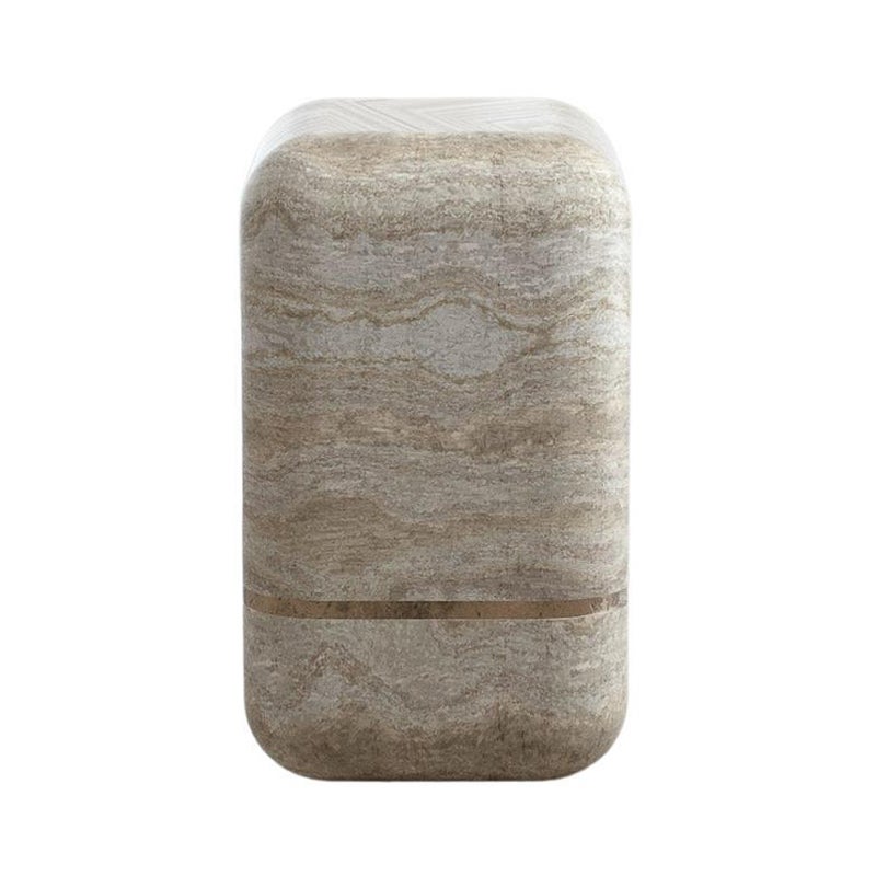 Marshmallow Travertine Side Table by Arthur Vallin For Sale