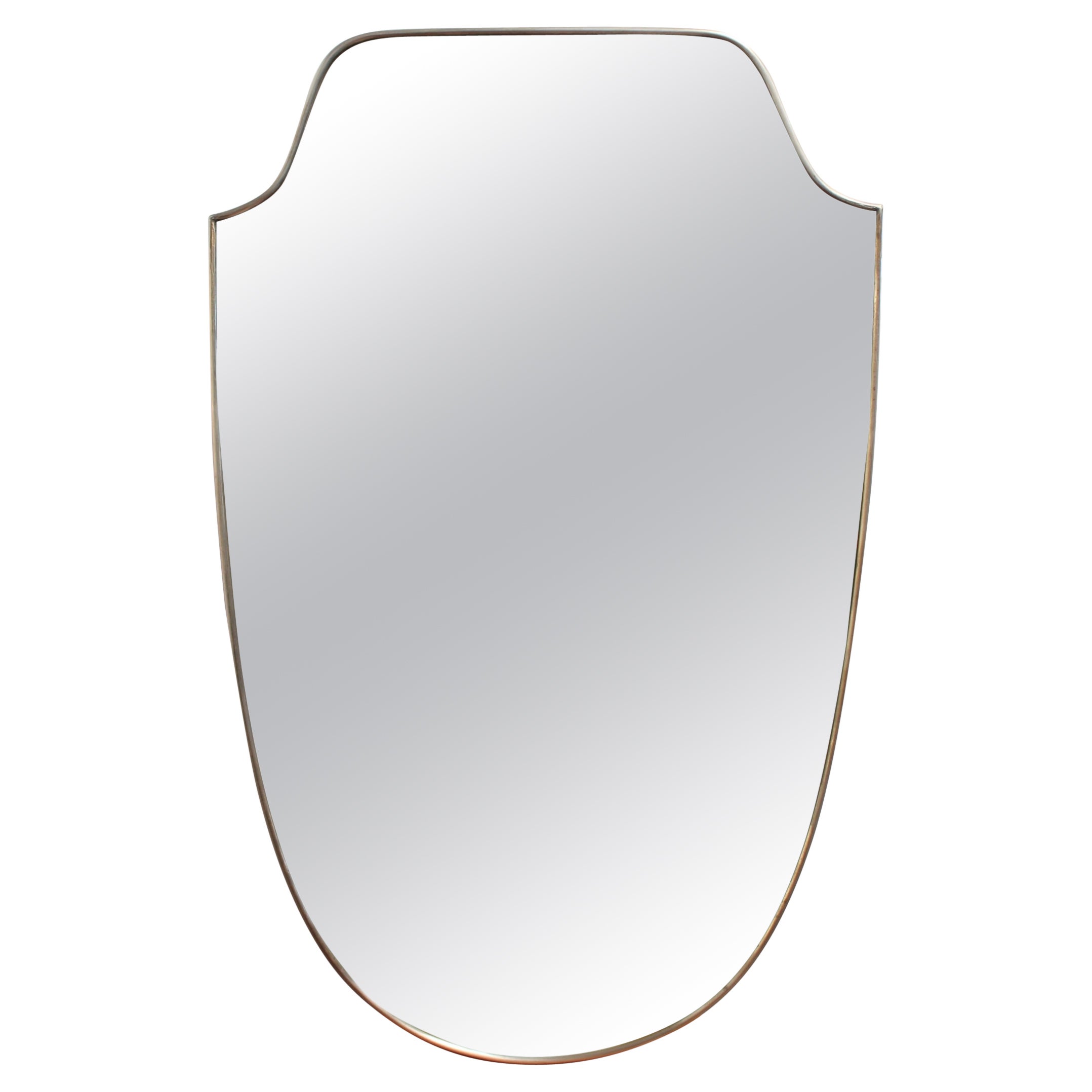 Large Mid Century Mirror with Mirrored Frame and Gold Detailing at