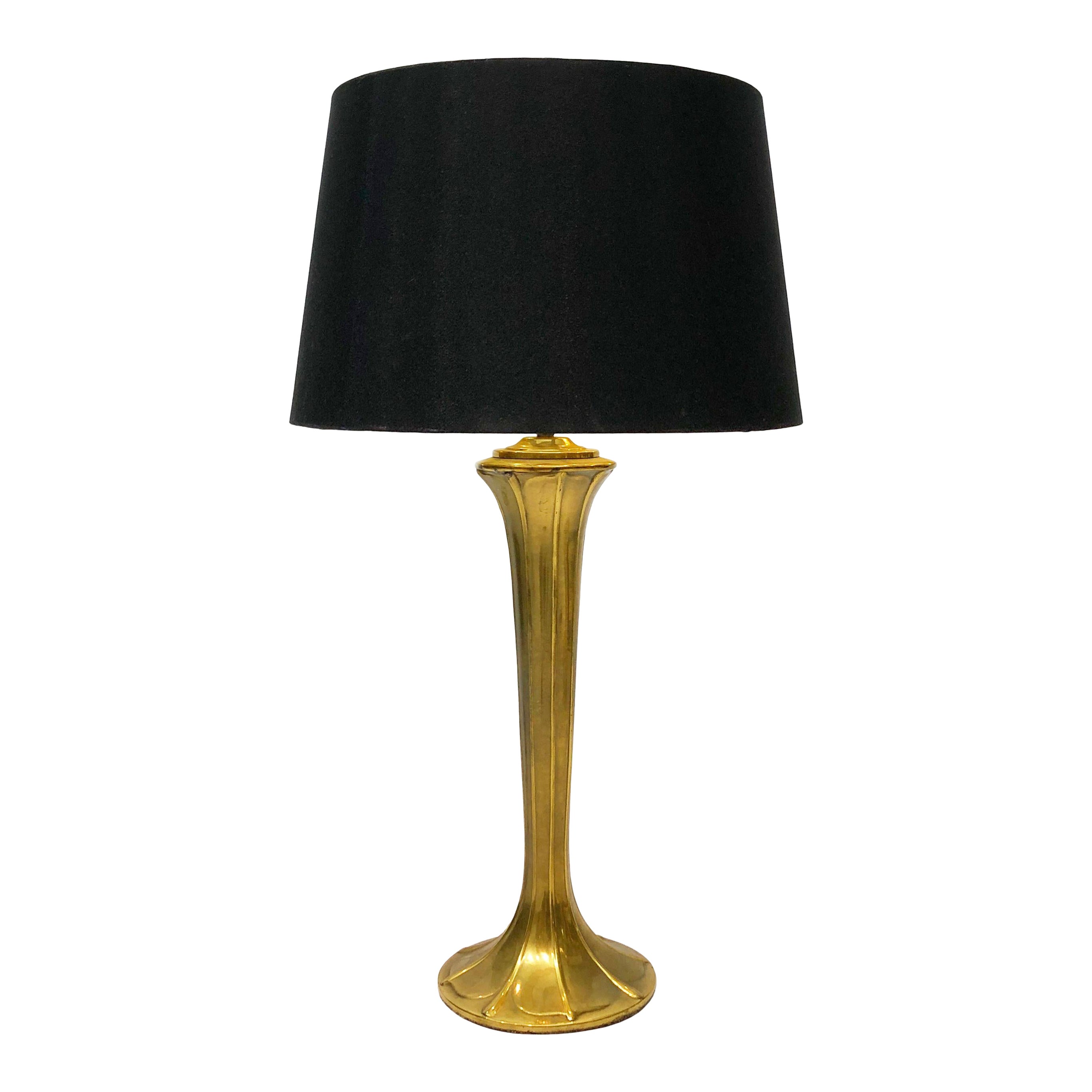Brass Art Nouveau Style Table Lamp 1970s Vintage art deco Hollywood Regency