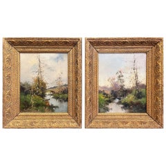 Paire de tableaux de paysages du 19e siècle signés L. Dupuy pour E. Galien-Laloue