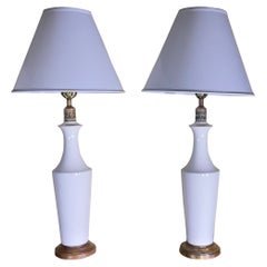 Vintage Pair of White Ceramic Table Lamp
