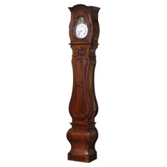 Vintage 18th Century French Louis XIV Carved Walnut Tall Case Clock with Rooster