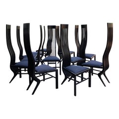 Arata Isozaki 'B.1931' “Marilyn” Ebonized Oak Bentwood Dining Chairs, Set of 12