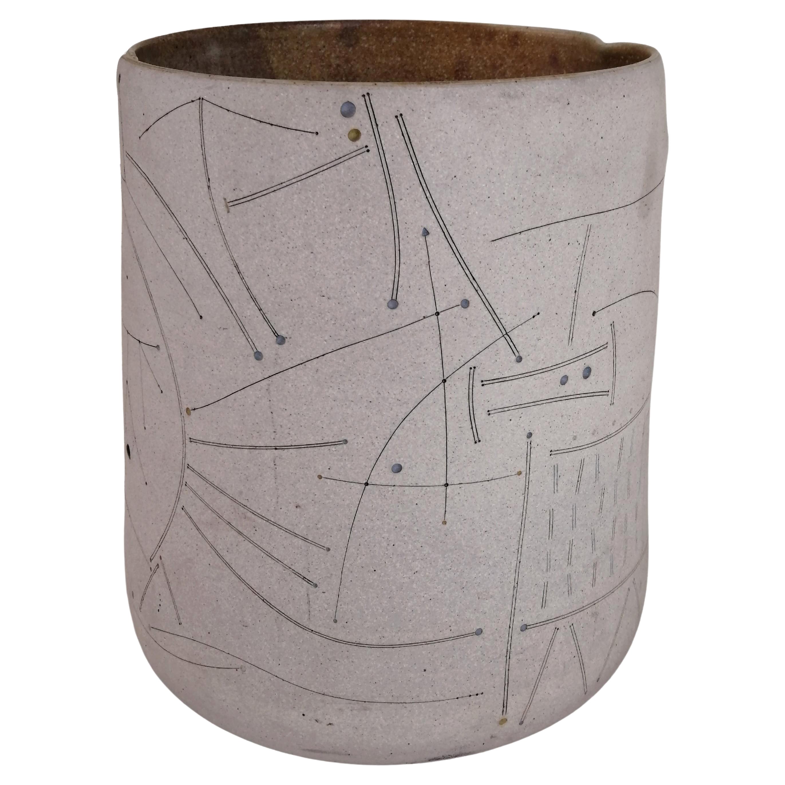 Gustavo Pérez High Temperature Ceramic Vase, Tribute to Joan Miró