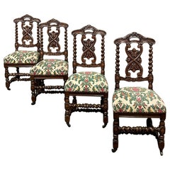 Antique Set of Four 19th Century Napoleon III Period Louis XIV Style Side Chairs