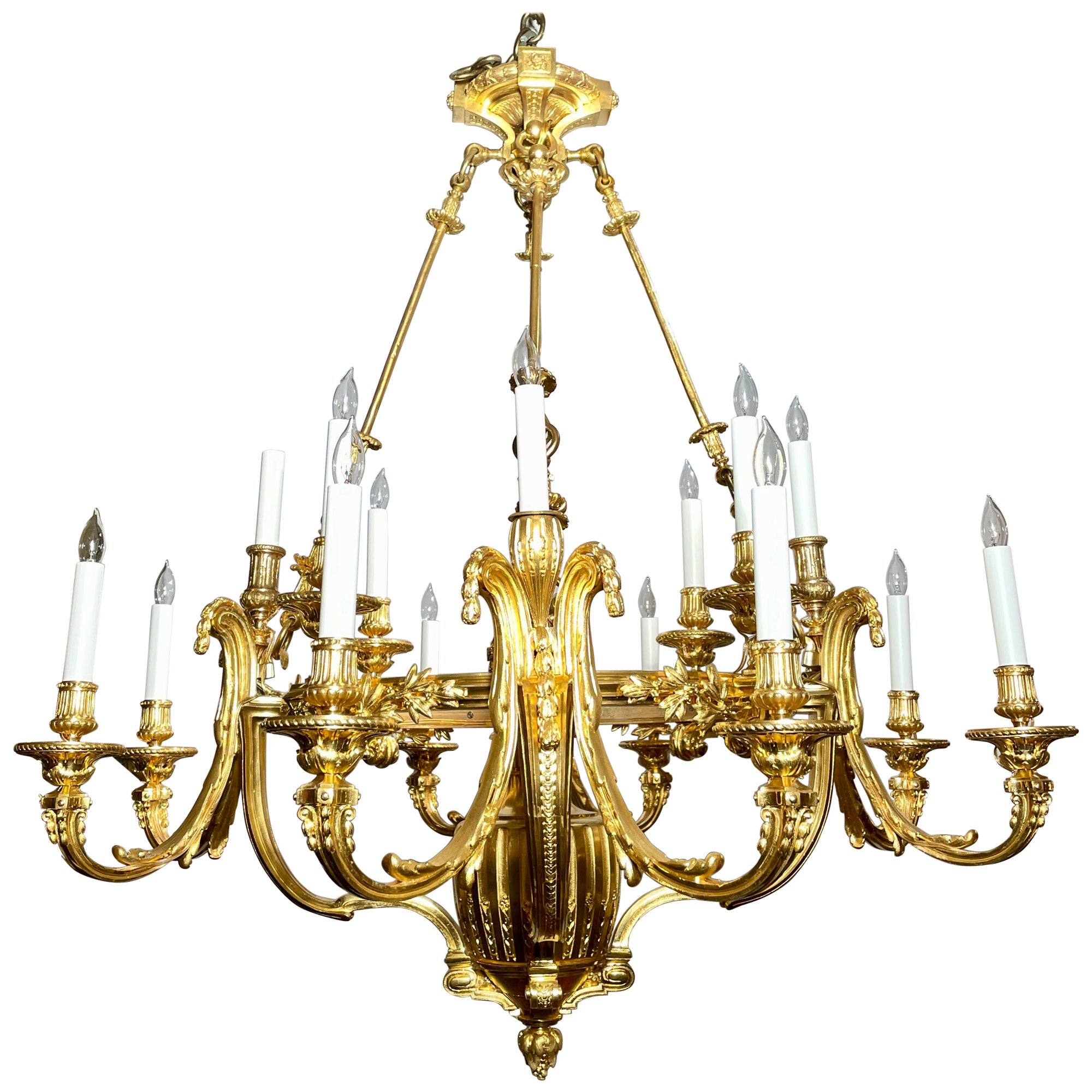 Antique French Bronze D'ore Chandelier, Circa 1880 For Sale
