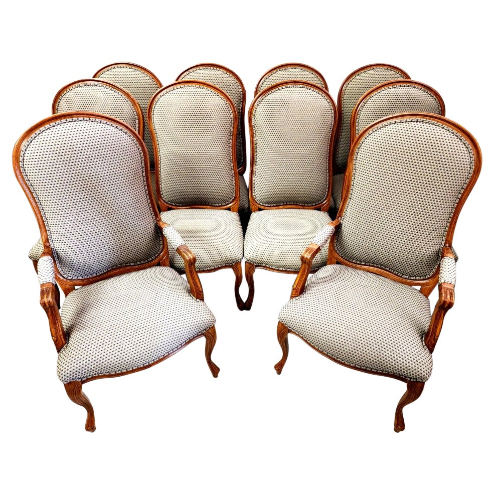 French Dining Chairs Louis XV Oversized, Set of 10 en vente