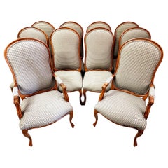 Vintage French Dining Chairs Louis XV Oversized, Set of 10