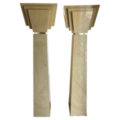 1980, Art Deco Column Floor Lamps in the Style of Karl Springer, Pair