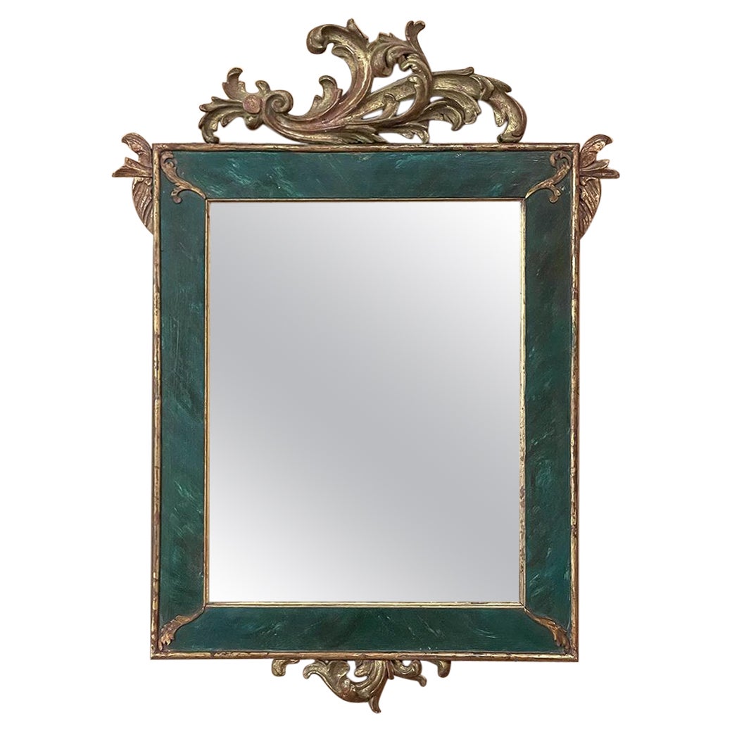 19th Century French Louis XV Painted & Gilded Mirror For Sale