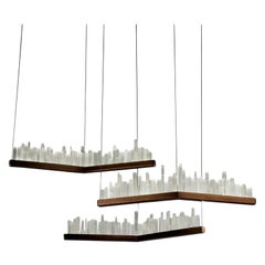 Set of Skyline, White Quartz Pendant Lamps by Aver
