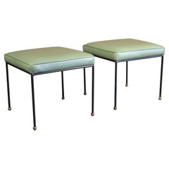 Pair of Iron and Leather Stools by Tony Paul, 1950s