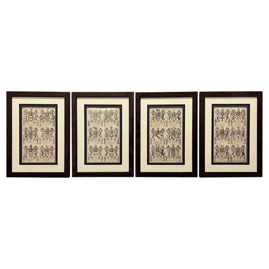19th Century, “Earls" Continental Armorial Etchings, Framed, Set of 4 For Sale