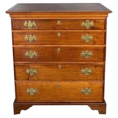 18th Century American Chippendale 5 Drawer Chest with Unique Top Inlay