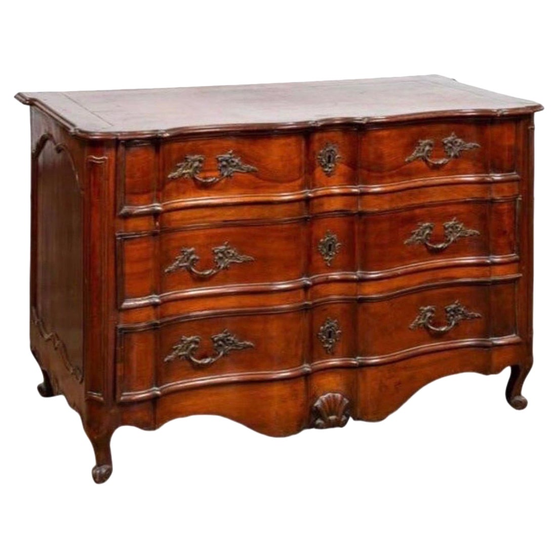 18th Century French Louis XV Style Provincial Cherry 3-Drawer Commode