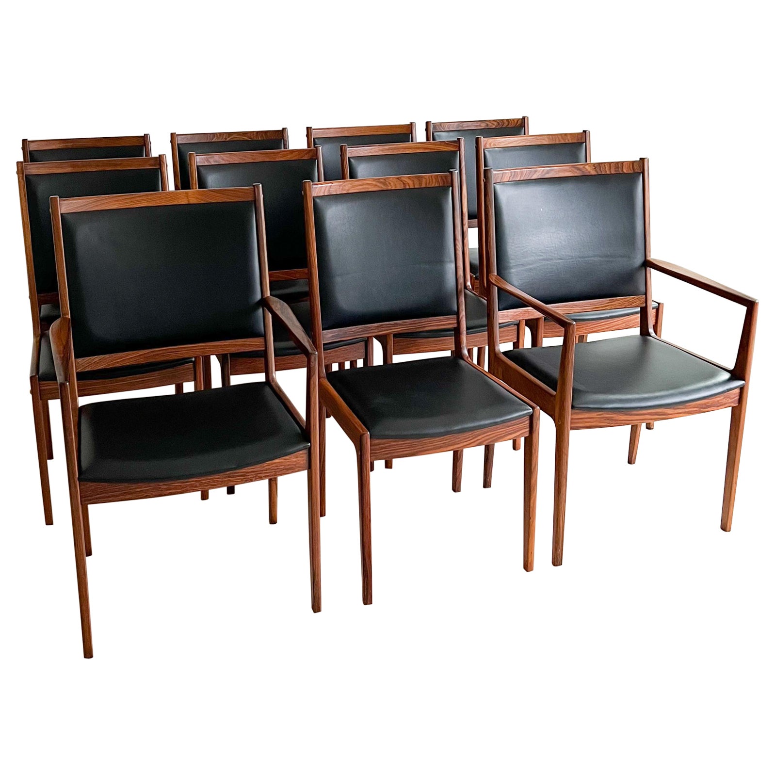 Set of 11 Mid Century Rosewood Dining Chairs by Kofod Larsen