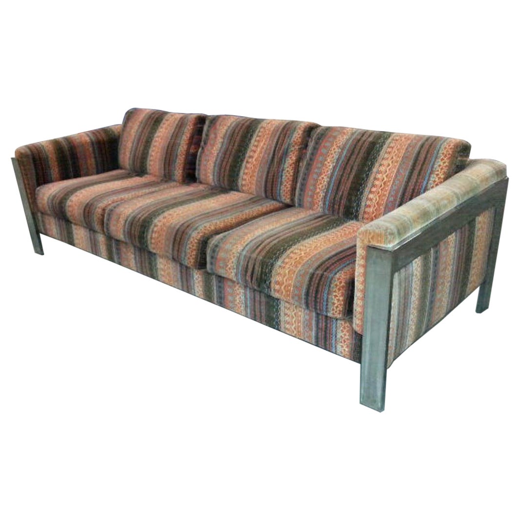 1970s Chromium Steel Selig Sofa Lenor Larsen Velvet Upholstery